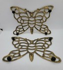 Pair Of Vintage Brass Butterfly Trivets Hot Plates
