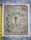 Antique Paper Punch Sampler Simply To Thy Cross I Cling  Victorian Motto Unframe
