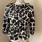 Zara Monochrome Peplum Top Black Cream Sz M