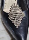 Vintage Musi Shoe Clips Musi Large White clear Rhinestone Shoe Clips Signed Musi