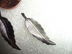 Vintage Silver Tone Metal Flat Feather