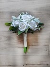 White Rose Bridal Bouquet Wedding Bridesmaid Flowers Eucalyptus Faux Prom Floral