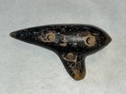 H  Fiehn Ocarina Es Austria Black Antique Hand Painted Clay Flute 5 5   