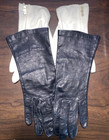 Vintage Women s Small Dress Gloves Black Leather   White Cotton - 2 Pair