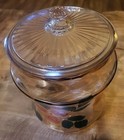 Vtg Pink Glass Cookie Jar W lid   Hand Painted Flowers 9  Tall
