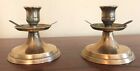 Set Of Two Vintage Brass Hurricane Lamp Candle Holders Made In Italy