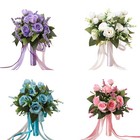 Bride Wedding Bouquet Silk Ribbon Roses Artificial Holding Flowers Accessories