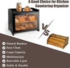 Bread Keeper Box Bamboo 2 Tier With Clear View Window  Large Countertop Organize