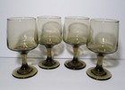 Set Of 4 Vintage Libbey Tawny Accent Brown Smoked Wine Glasses 1970s Libbey