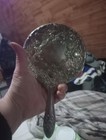 Antique Vintage Beautiful Silver Plated 9    Ornate Vanity Hand Held Mirror Heavy