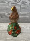 Vintage Ceramic Brown Quail Figurine Hand Painted Bird 7 25    Signed Retro Decor