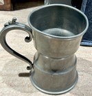 Vintage Pewter Waisted Tankard With Scroll Handle Fully Marked 5 25    446 Grams