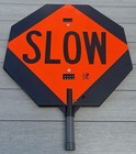 2 Sided Stop Slow Penndot Led Lighted Blinking Traffic Paddle Sign Works No Pole