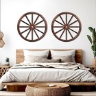 Set Of 2 Vintage Wood Garden Wagon Wheels  Rustic Decor  brown  12 Inch 