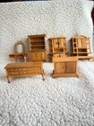 Vintage Dollhouse Miniature Furniture Lot 70  Pieces Wood Wicker Bedroom Kitchen