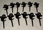 Set Of 12 Black Plastic Happy Ghosts Cupcake Cake Toppers Halloween Picks