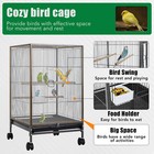 35 53-inch Wrought Iron Bird Cage With Play Open Top And Rolling Stand  Black