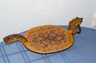 Rare Large Vtg Russian Khokhloma Traditional Painted Wooden Tray Panel Display