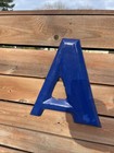 Big 16    Vintage Letter A Cobalt Blue Porcelain Enamel Metal Sign Deco Font