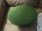 Vintage Oval Footstool W  Green Rug Top   Angled Wooden Legs