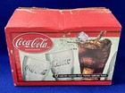 Vintage Indiana Glass Coca Cola 16 Oz  Green Tint Drinking Glasses Set X6 Unused