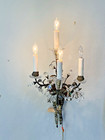 Antique Wall Candelabra Hand Blown Crystal Sconce -hard Wired Ready