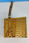 Vintage Minaudiere Clutch compact lipstick cigarette Case Gold Mesh Wristlet