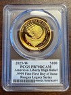 2025-w Liberty Sunflower High Relief Gold - Pcgs Pr70 Dcam Reagan Signed -  100