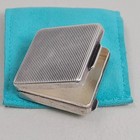 Tiffany   Co  Italy 925 Sterling Silver Square Ribbed Art Deco Pill Box Vintage