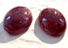 Al1059 Vintage Czech Glass Cabochons 25x18mm Ruby Matrix Flat Back Unfoiled  2 