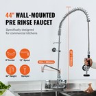 44  Commercial Faucet With Pre-rinse Sprayer Wall Mount Kitchen Sink Faucet