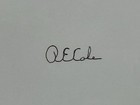 Richard E  Cole Signed Index Card  Wwii Copilot For James Doolittle Raid Psa Coa