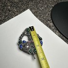 Signed Soldor Glass Cabochon Rhinestone Large Celtic Brooch Pin Silver Tone