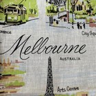 Vintage Melbourne Australia Souvenir Handkerchief Linen Scenic Landmarks 60s 70s