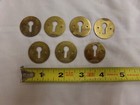Vintage Lot Of 7 Brass Round Keyhole Covers   Key Hole Escutcheons   Restoration