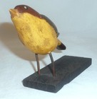 Antique Folk Art Single Piece Of Hard Wood Carved   Polychrome Painted Songbird