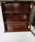 Vintage Wood Wall Curio Cabinet Glass Door Shadow Box Display Case 3 Shelves