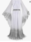 Womens Plus Size Ghost Costume Halloween Victorian Gossamer Medium White