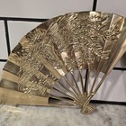 Vintage Heavy Solid Brass Wall Fan Art Decor Mcm Pair Dragon Phoenix Asian Set 2
