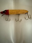 Vintage Heddon Vamp 7500 Wood Lure Surface Rig   Yellow red Head Glass Eyes
