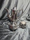 Vintage Oneida Silver Plated Coffe Pot With Creamer And Sugar Dish
