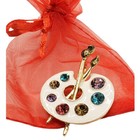 Painter   s Palette Brooch Pin With Gemstones  Artist Art Student Teacher Gift