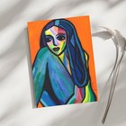 Seated Woman Art Print   Colorful Abstract Portrait   Modern Canvas Wall Decor