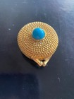 Vintage Estee Lauder Solid Perfume Compact 1968 Golden Rope Turquoise 