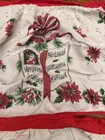 Vintage Lot  2  Christmas Apron Poinsettias  Half Waist Tie Vguc