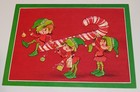 Unused Vintage Christmas Card  Cute Elves Painting A Candy Cane 5 