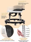 Baby Walker With Wheels  Adjustable Height   Foldable Design  Mute Black 