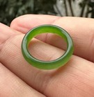Atural Hetian Jade Green Bangle Ring Smooth Polished Us Size 3  Inner 14mm