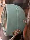 Vintage Mid Century Modern Dominion Floor Fan Aqua turquoise  teal Atomic Age