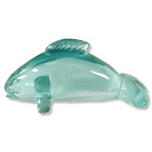 Vintage Carved Aquamarine Glass Dolphin Fish Figurine Art Glass Blue Glass